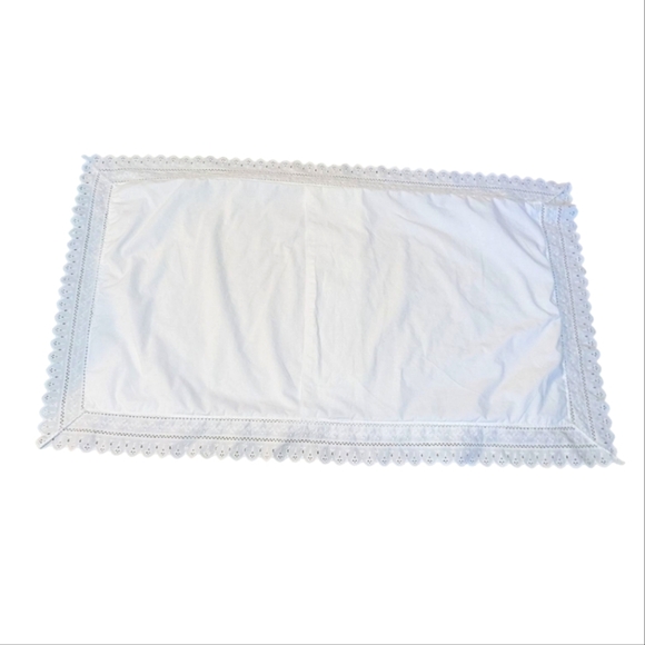 Vintage Wamsutta Pillow Sham King Eyelet Lace Trim Cottagecore Shabby Chic White - Picture 1 of 6